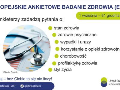 Zdjęcie przedstawia informację o ankiecie na temat Badanie Zdrowia przeprowadzoną przez GUS