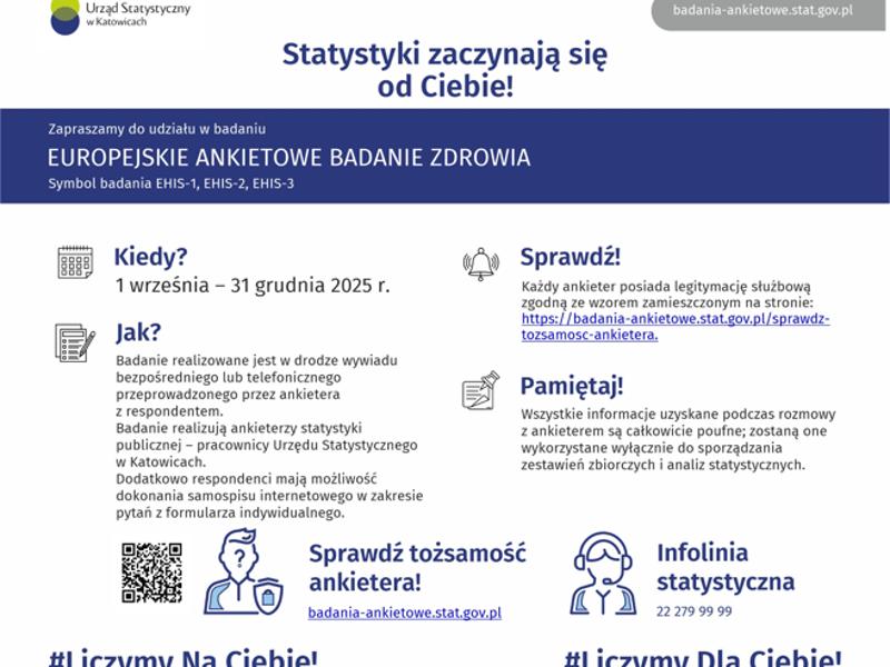 Zdjęcie przedstawia informację o ankiecie na temat Badanie Zdrowia przeprowadzoną przez GUS