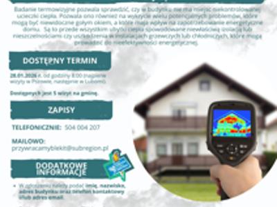 Zdjęcie przedstawia informację o bezpłatnych badaniach kamerą termowizyjną