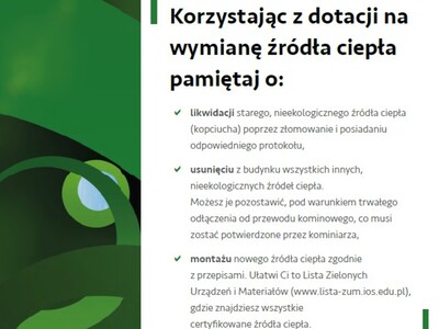 Zdjęcie przedstawia informację o likwidacji starego kotła