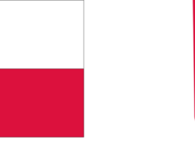 Zdjęcie przedstawia flagę oraz godło Polski