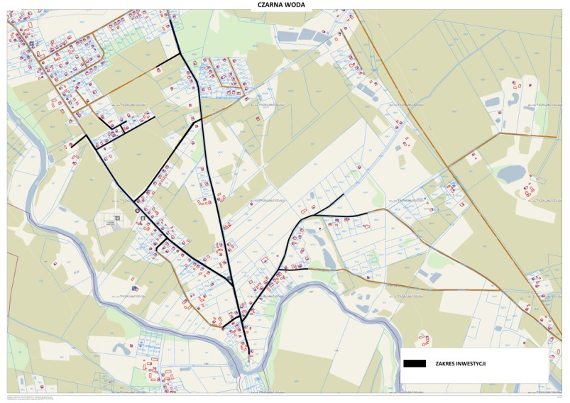 Mapa przedstawiająca zakres prac