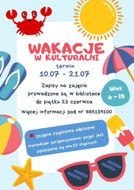 Kulturalnia zaprasza na zajęcia podczas wakacji