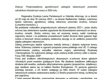 Informacja Nadleśnictwa Kaliska