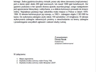 Informacja Nadleśnictwa Kaliska