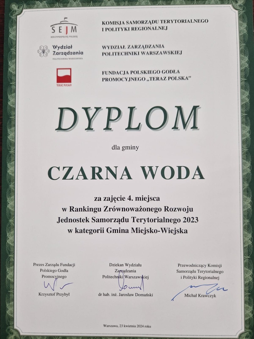 Czarna Woda uplasowała się na 4. miejscu 