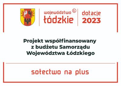 Tablica z napisem: Projekt współfinansowany z budżetu Samorządu Województwa Łódzkiego