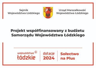 Tablica z napisem: "Projekt współfinansowany z budżetu Samorządu Województwa Łódzkiego"
