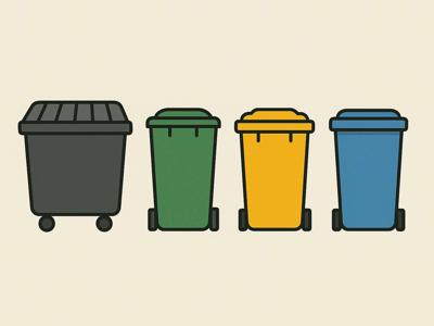 Cztery kontenery na śmieci