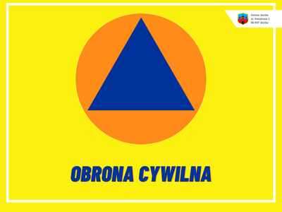 Logo Obrony Cywilnej na żółtym tle