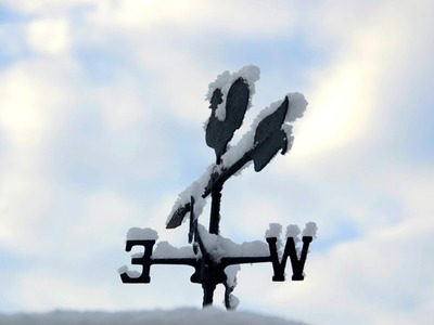 Wiatrowskaz pokryty śniegiem