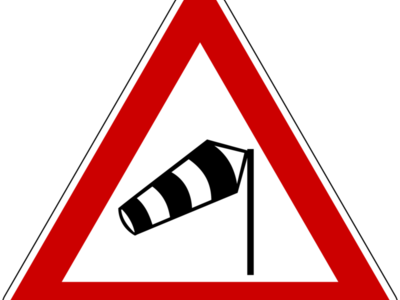 Znak drogowy - silny wiatr