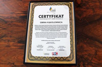 Certyfikat Samorządowy Lider Edukacji - Gmina Kąkolewnica - 2022