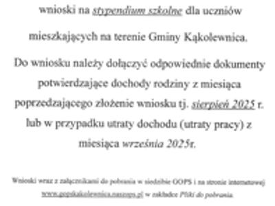 stypendium szkolne 2025