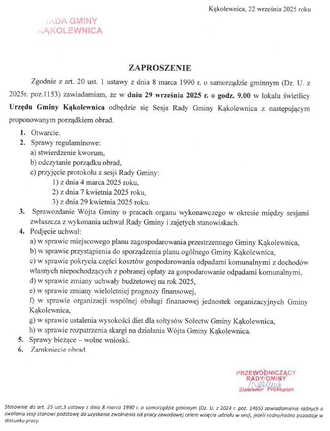 zaproszenie na sesję