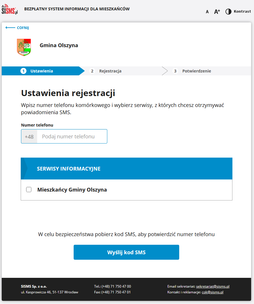 Rejestracja smsów 