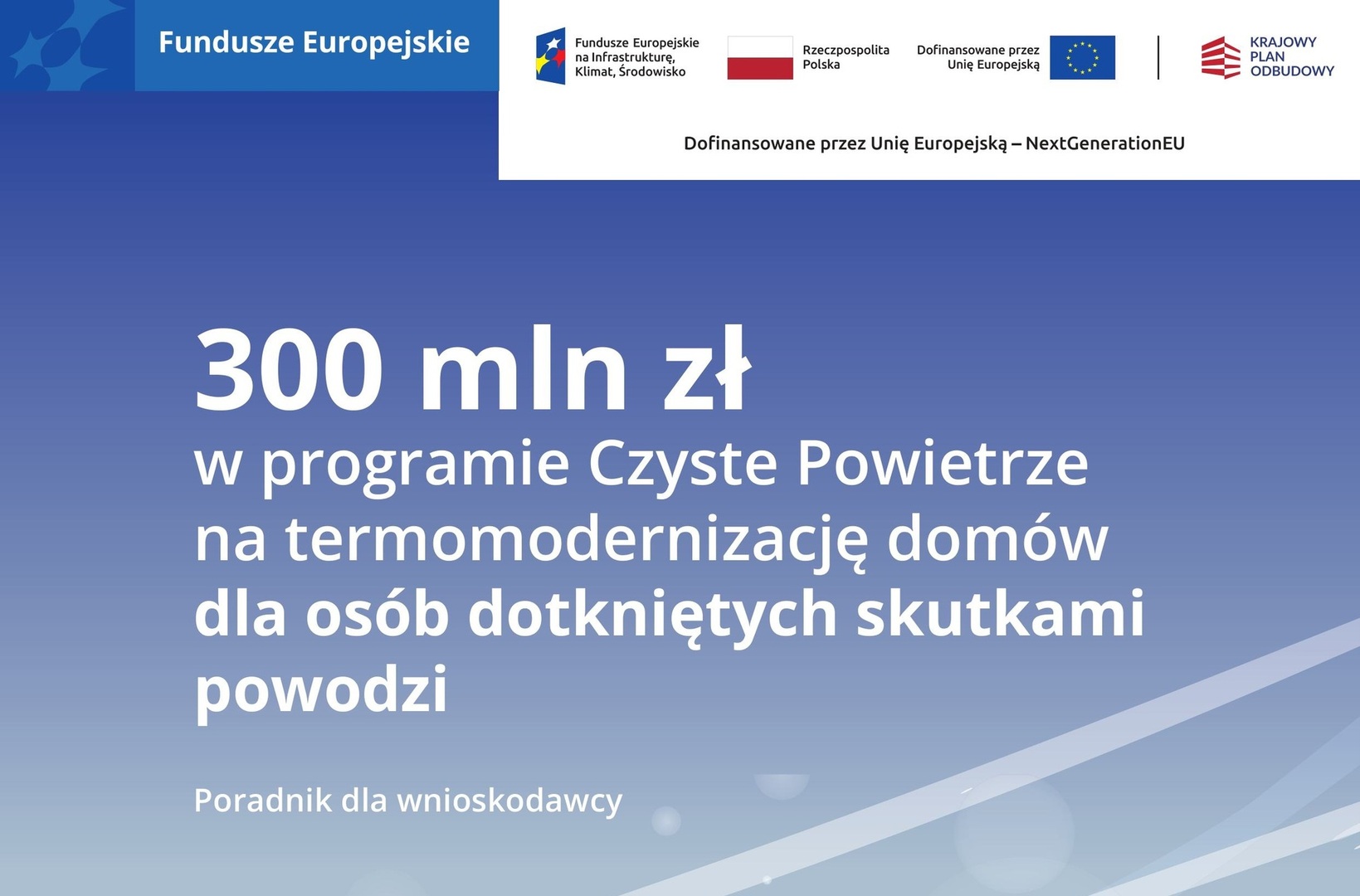300 mln zł w programie Czyste Powietrze na termomodernizację domów dla osób dotkniętych skutkami powodzi.