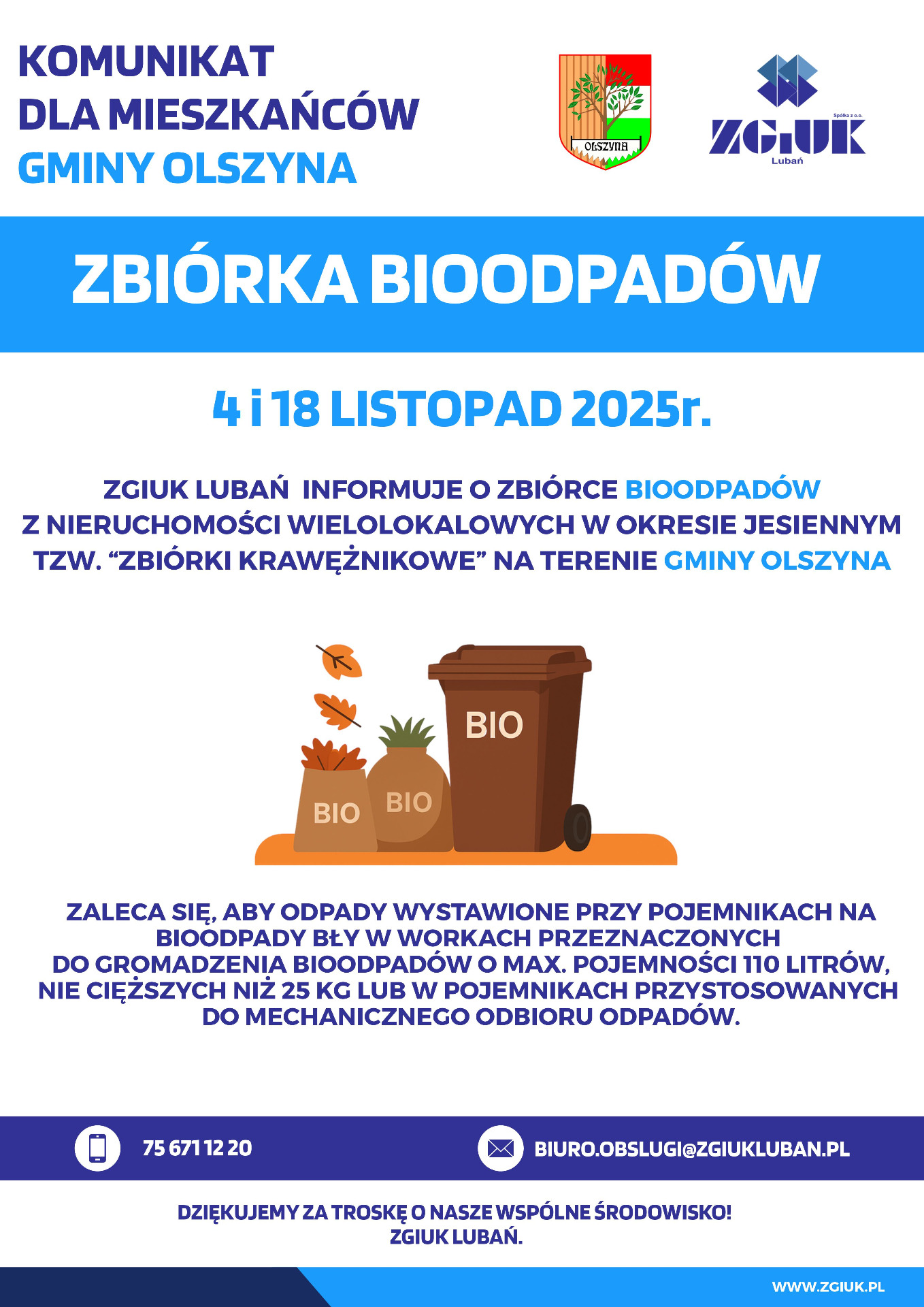 Zbiórka krawężnikowa” na terenie Gminy Olszyna.