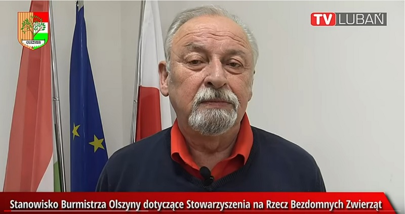 Stanowisko Burmistrza Olszyny dotyczące Stowarzyszenia na Rzecz Bezdomnych Zwierząt