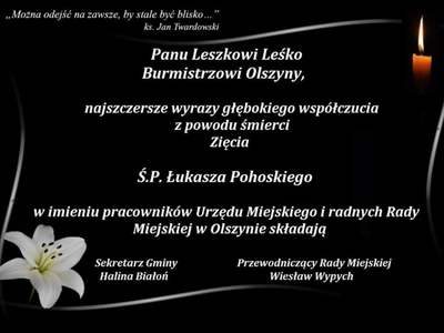 Kondolencje - Najszczersze wyrazy głębokiego współczucia