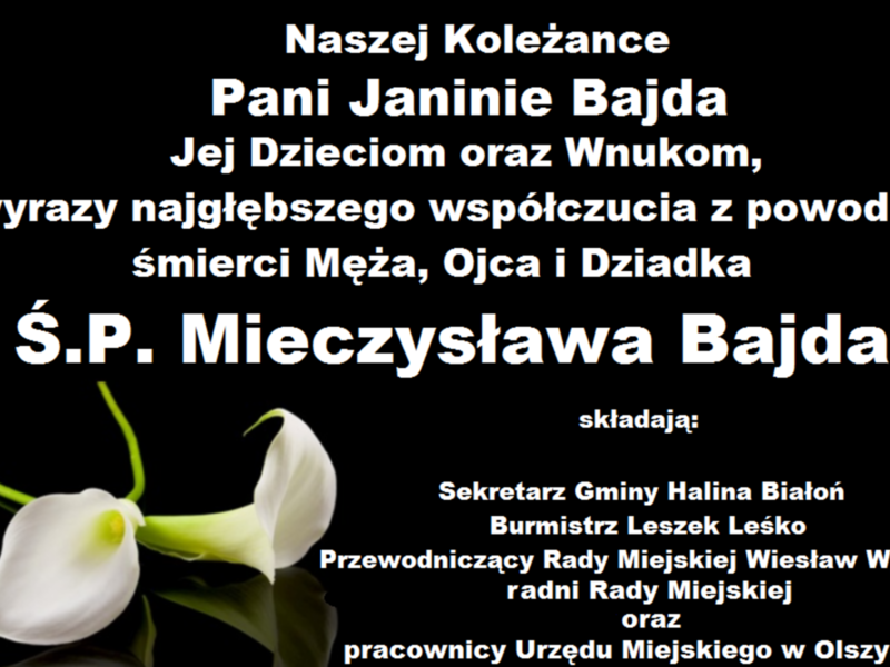 Kondolencje UM Olszyna koleżance