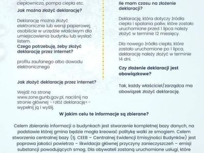 Przypominamy że do 30 czerwca należy złożyć deklarację o źródle ciepła w domach i mieszkaniach