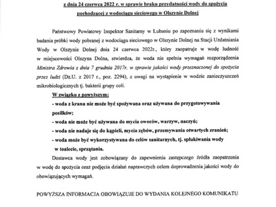 KOMUNIKAT z dnia 24 czerwca 2022 r.