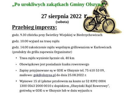 Plakat I Olszyński Rajd Rowerowy