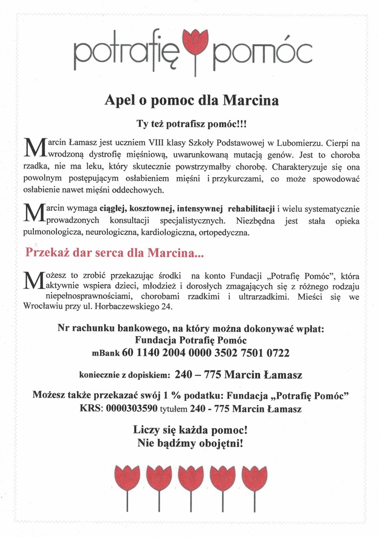 Apel o pomoc dla Marcina