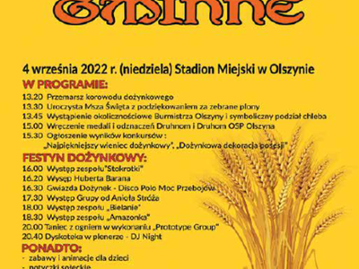 Gminne Święto Plonów 2022 - program uroczystości
