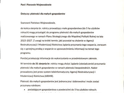 Płatność dla małych gospodarstw