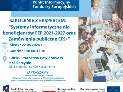 Szkolenie z ekspertem zewnętrznym „Systemy informatyczne dla beneficjentów w FEP 2021-2027 + Zamówienia publiczne EFS+”