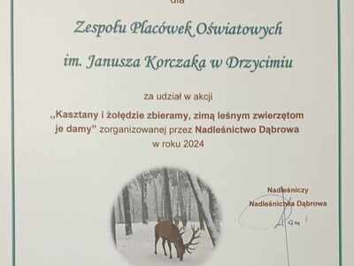 Zdjęcie podziękowania za udział w akcji. Wewnątrz.
