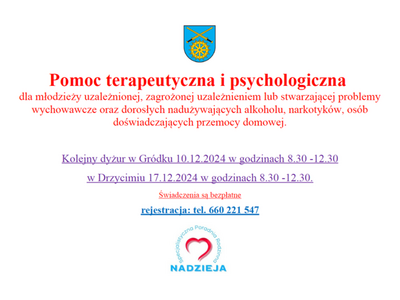 Plakat - Pomoc terapeutyczna i psychologiczna