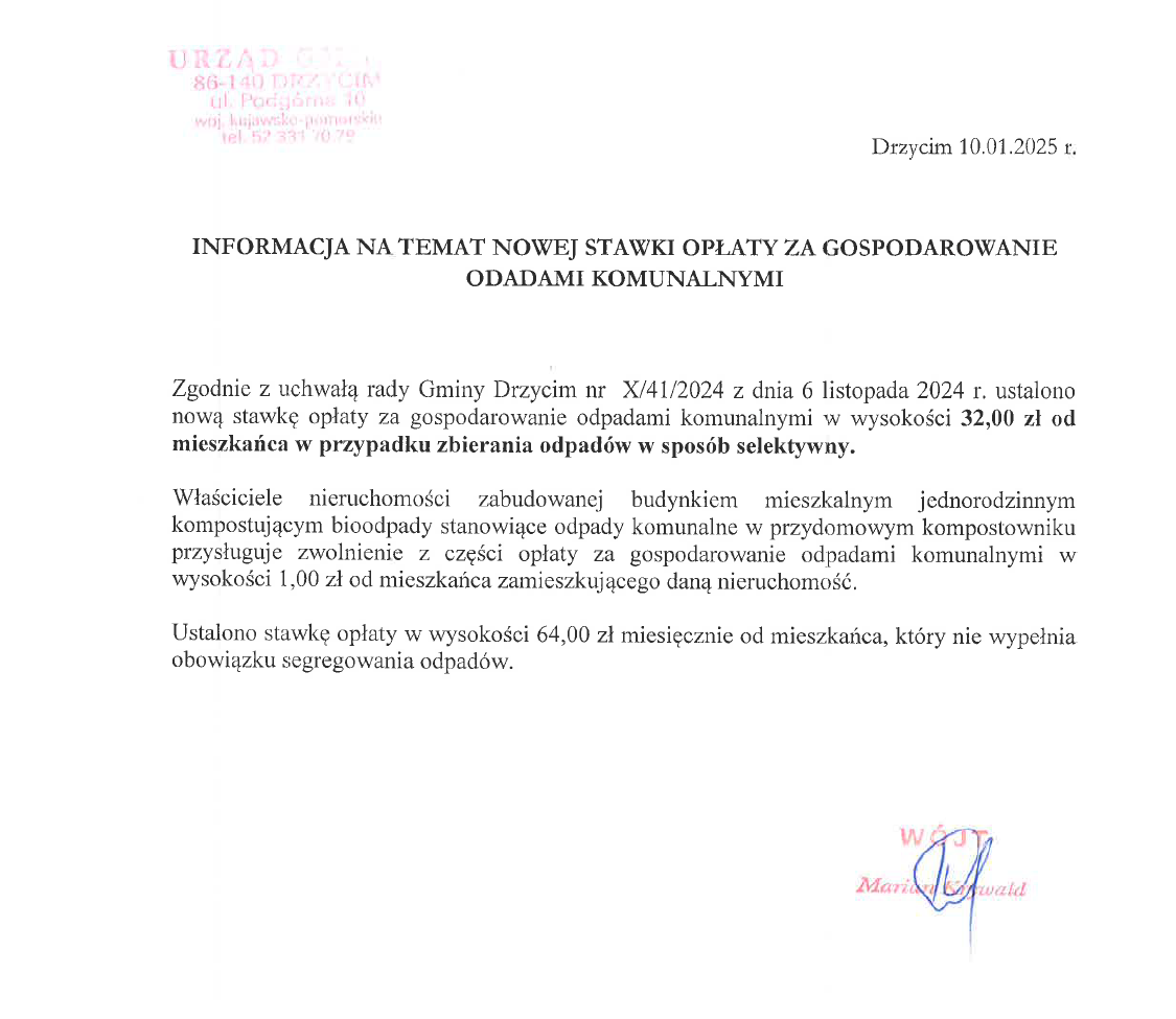 Nowa stawka opłaty za odpady komunalne