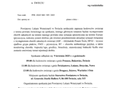 Spotkanie informacyjne - Powiatowy Lekarz Weterynarii informuje!