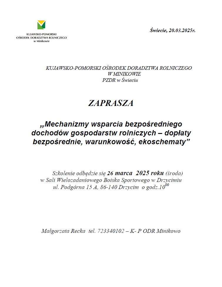 Szkolenie rolnicze - ODR