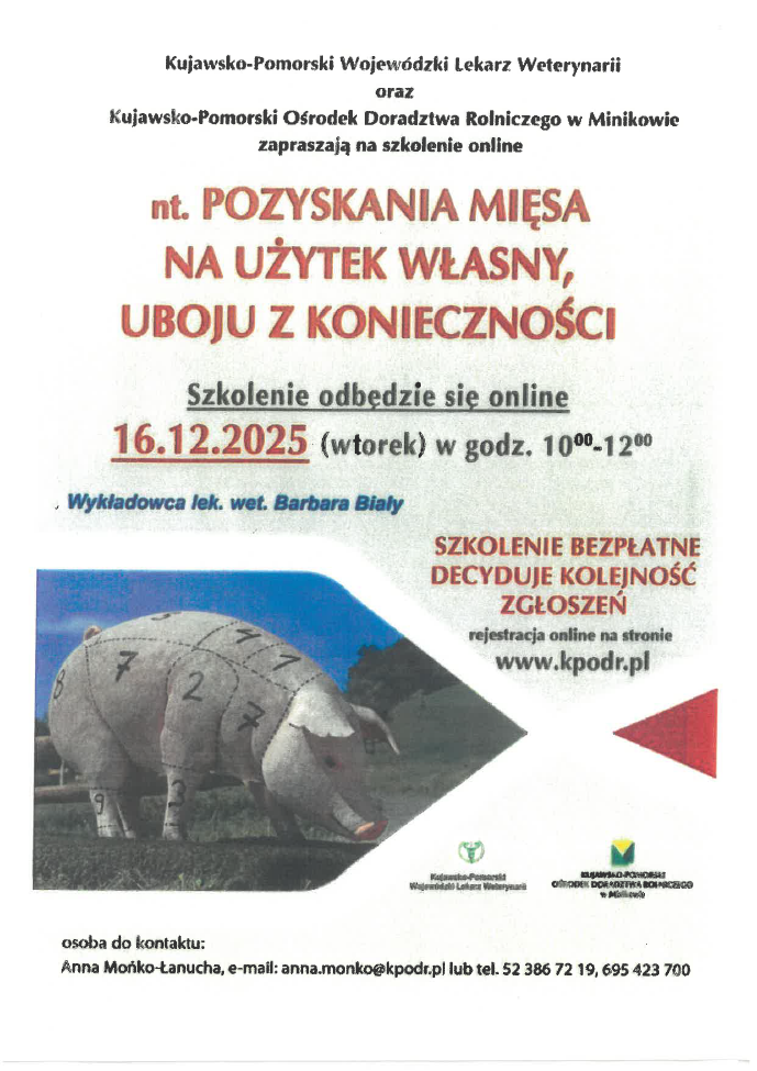 Szkolenie - pozyskiwanie mięsa na użytek własny