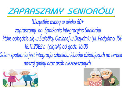 Plakat zaproszenia dla seniorów.