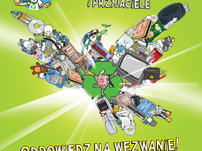 Plakat IX edycji ogólnopolskiego konkursu ekologicznego Mistrz Recyklingu i Przyjaciele w 2023 roku.