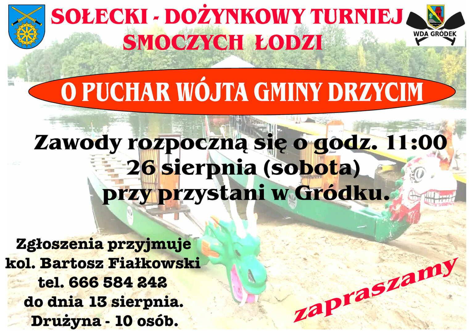 Plakat na konkurs sołecki smoczych łodzi