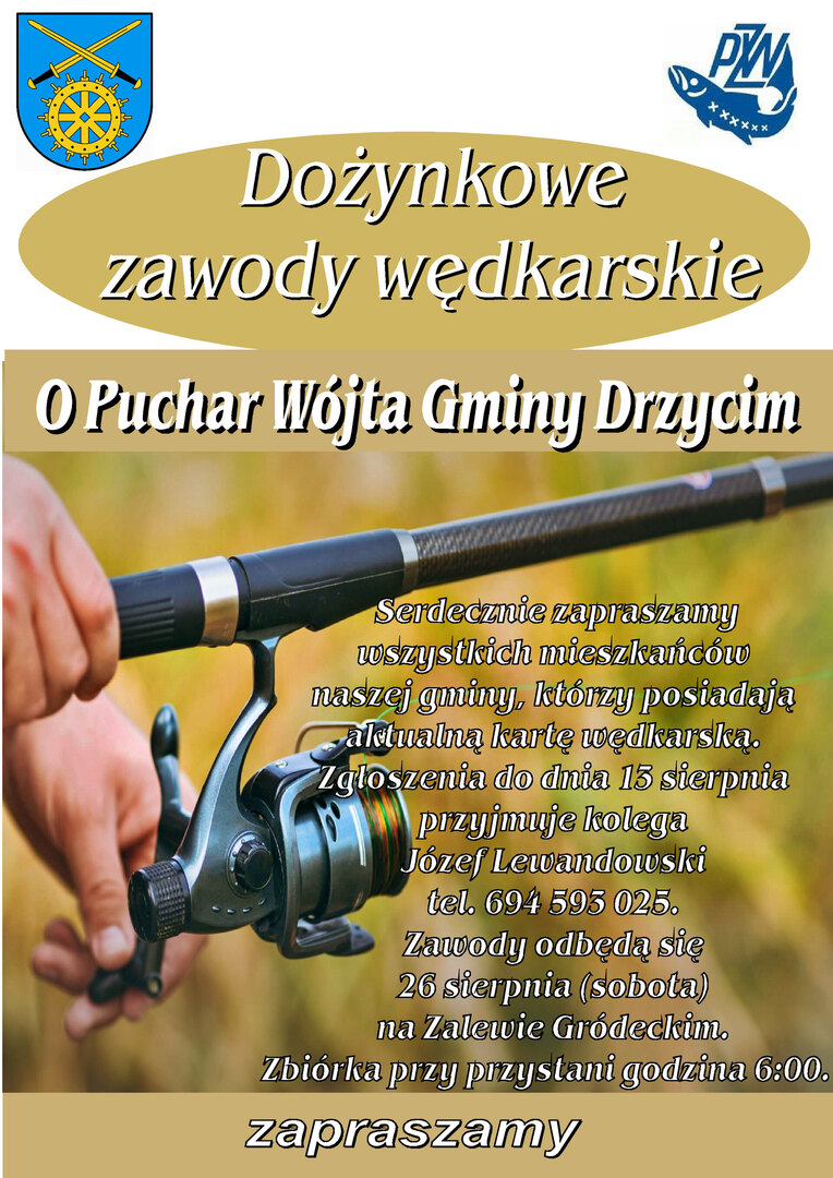 Plakat Zawodów Wędkarskich o Puchar Wójta Gminy Drzycim