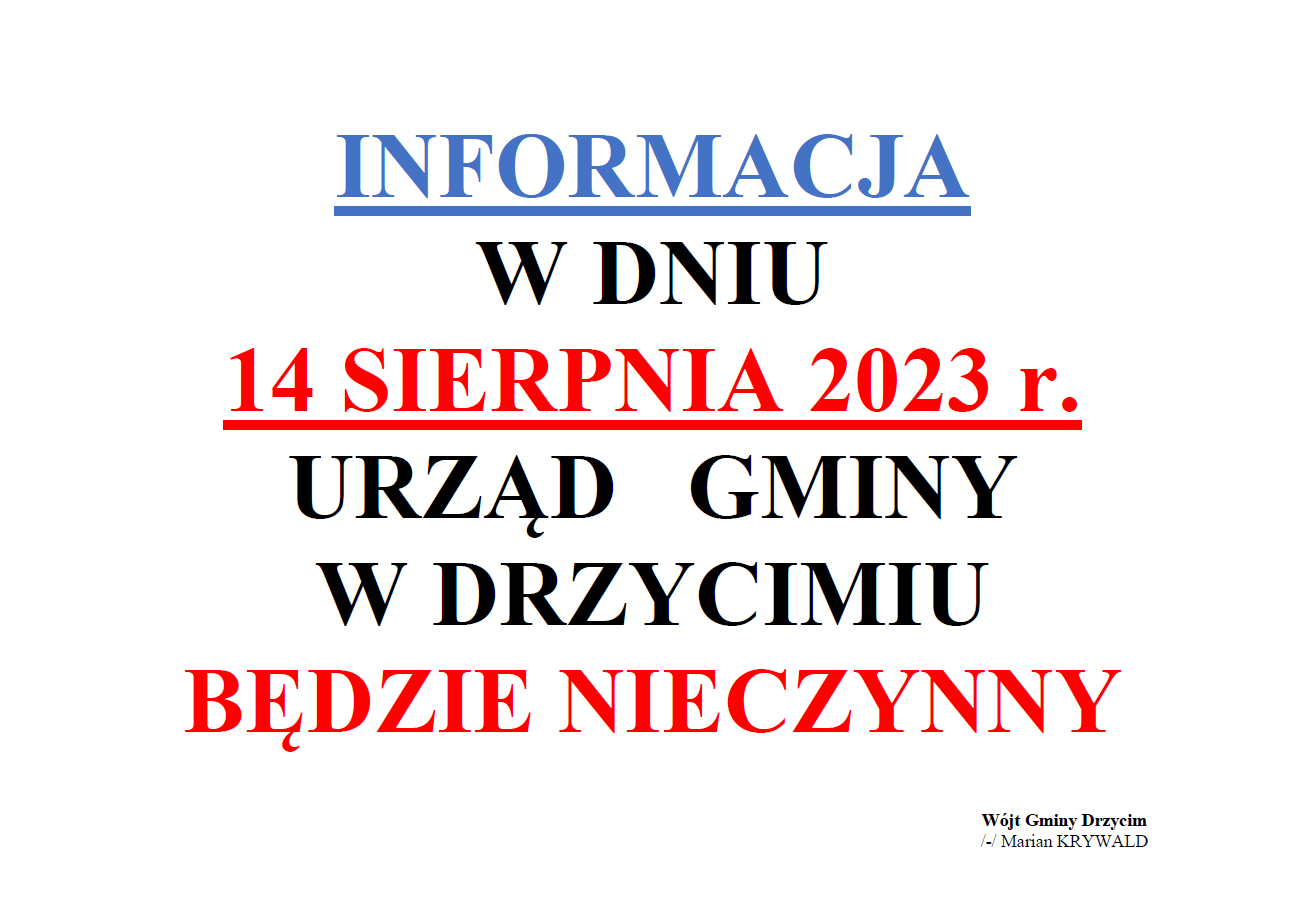 Urząd będzie nieczynny