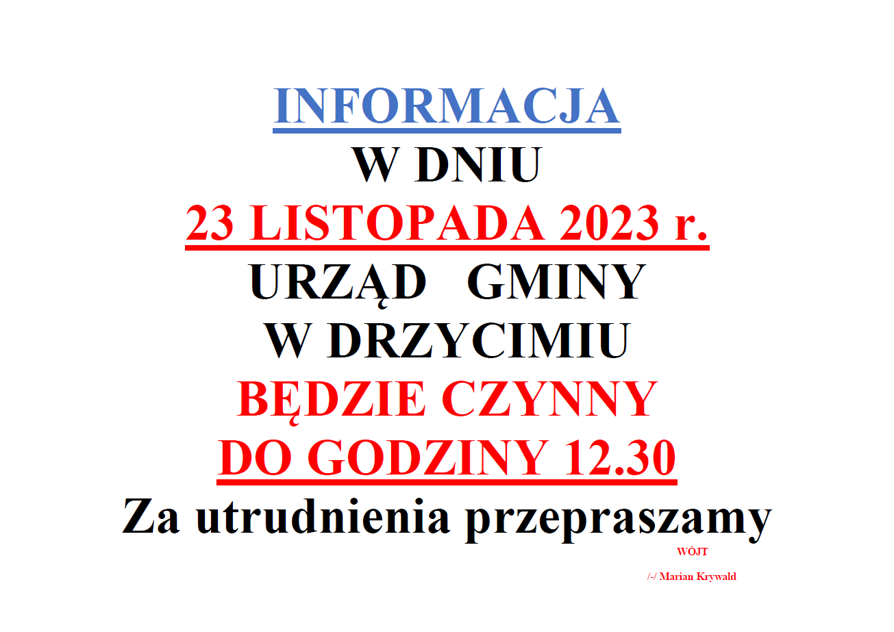 Urząd będzie nieczynny