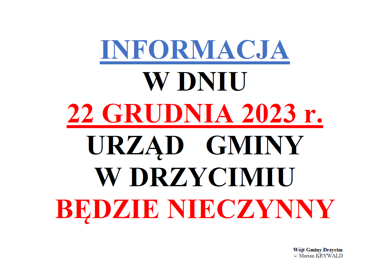 Urząd będzie nieczynny.
