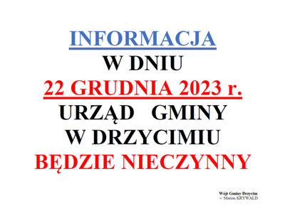 Urząd będzie nieczynny.