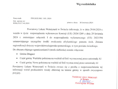 Komunikat w sprawie zwalczenia afrykańskiego pomoru świń