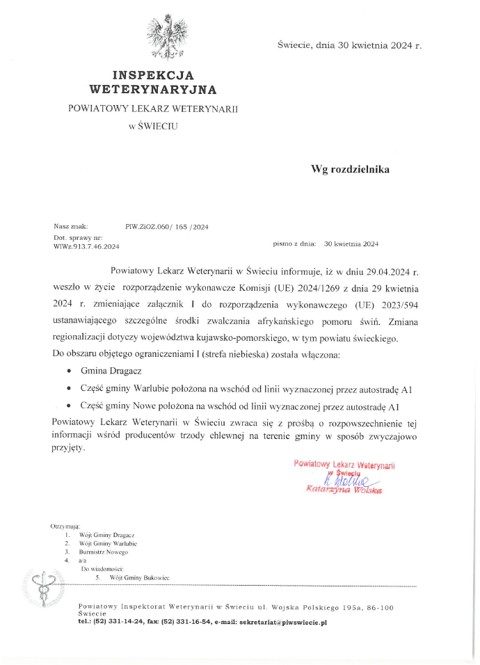 Komunikat w sprawie zwalczenia afrykańskiego pomoru świń