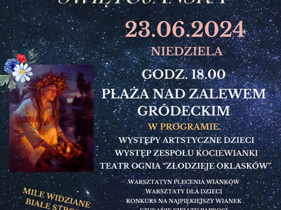 Zapraszamy wszystkich mieszkańców gminy na Noc Świętojańską - PLAKAT