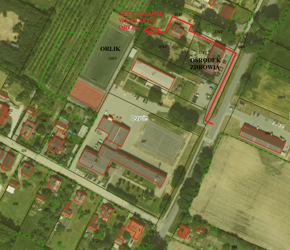 Mapa tym czasowego wejścia na ORLIK